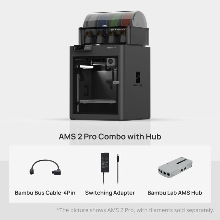Bambu Lab P1S Combo 3D Printer with AMS - AMS 2 Pro Combo Kit Contents
