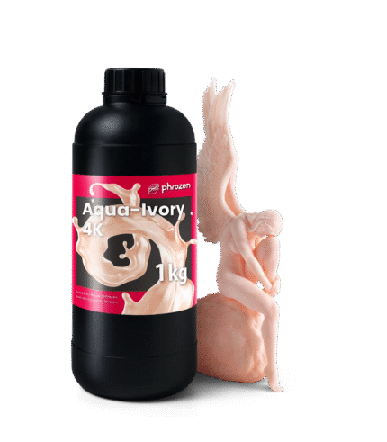 Phrozen Aqua 4K 3D Printing Resin - Aqua-Ivory 4K 1 kg bottle with printed figurine