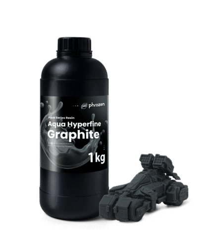 Phrozen Aqua Hyperfine 3D Printing Resin 1 kg - Graphite 1 kg bottle with printed vehicle model