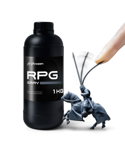 Phrozen High-Resolution RPG Resin - Gray 1 kg bottle with flexible printed horse rider