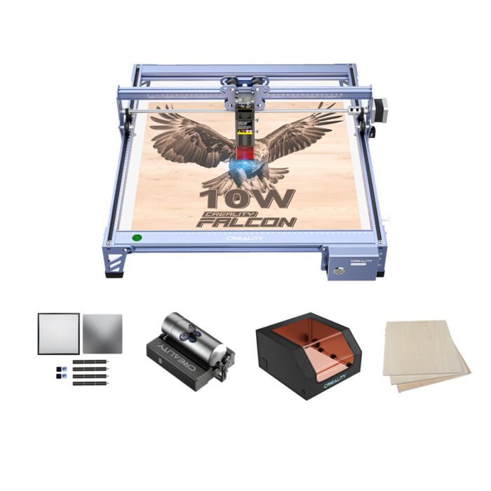 Creality CR-Falcon 10W Laser Engraver & Cutter - Angle View with Protective Enclosure