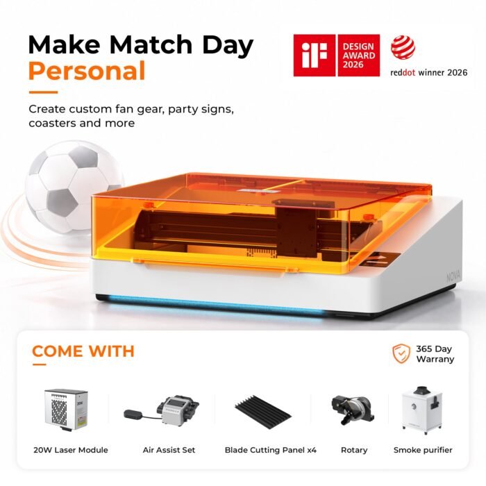 Toocaa NOVA Advanced-20W Laser Engraver - Home Studio Bundle Accessories with Smoke Purifier