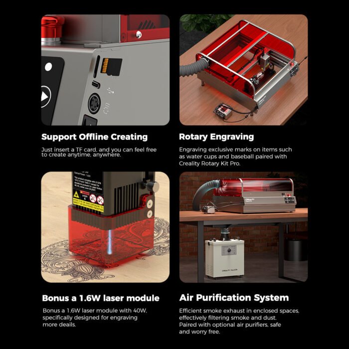 Creality Falcon2 Pro 60W Pro-Safe Laser Engraver & Cutter - Feature Highlights
