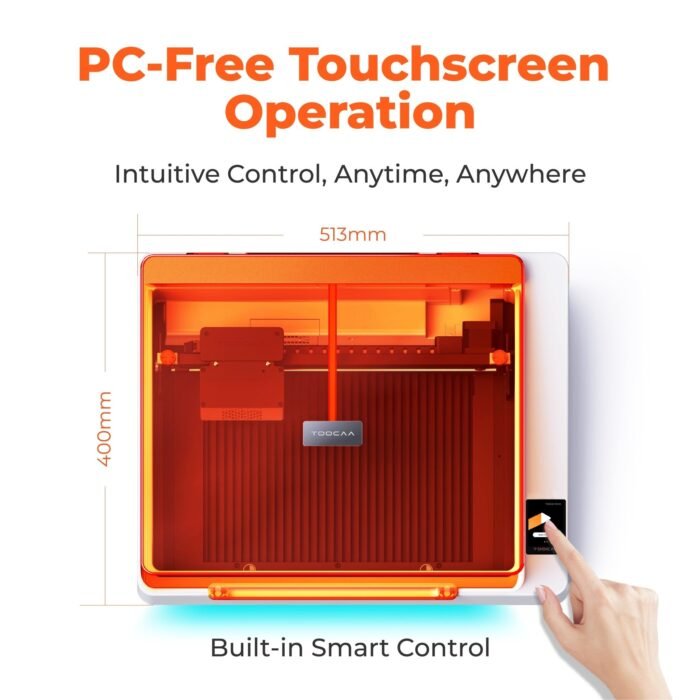 Toocaa NOVA Plus-20W Laser Engraver - Top View with Touchscreen Control Panel