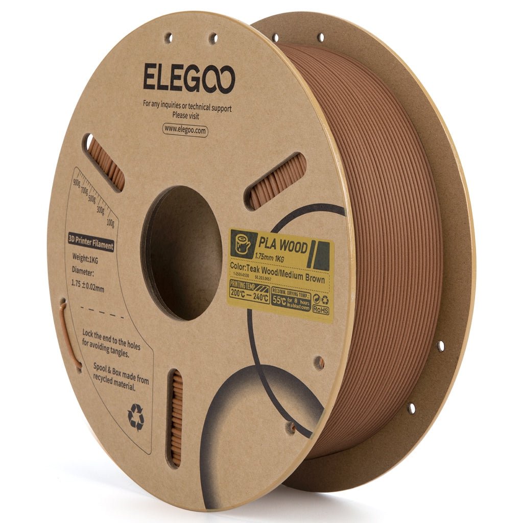 PLA_1KG_Teak_Wood-Medium_Brown ELEGOO PLA Wood Natural Wood 1.75mm - Image 1