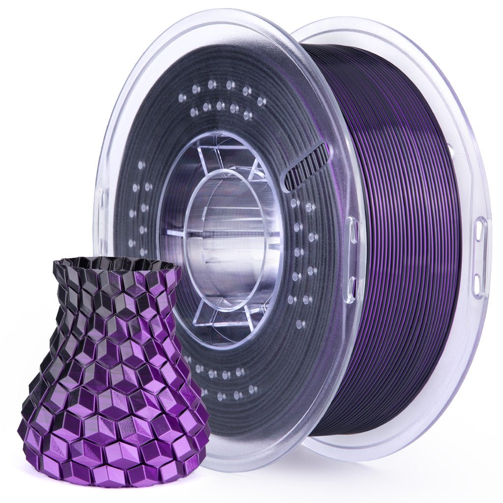Silk-PLA-1KG-silk-black-purple-with-model ELEGOO PLA Silk Black Purple 1.75mm - Image 1