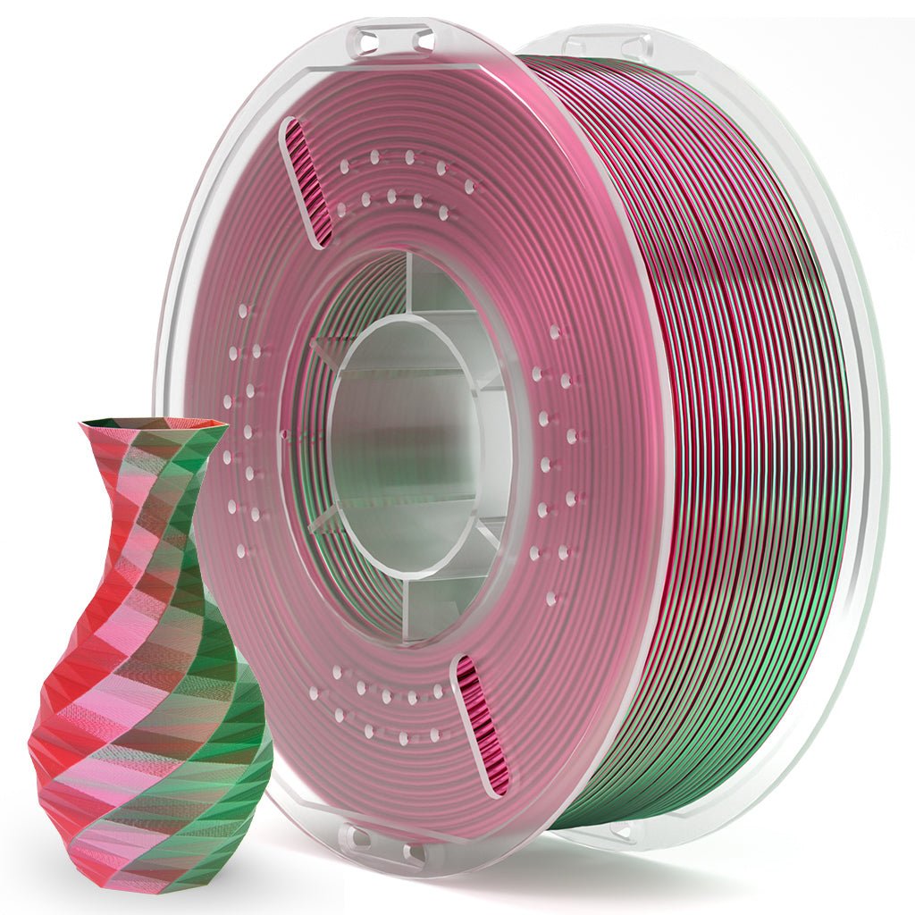 Silk-PLA-1KG-silk-green-red-with-model-2 ELEGOO PLA Silk Green Red 1.75mm - Image 1