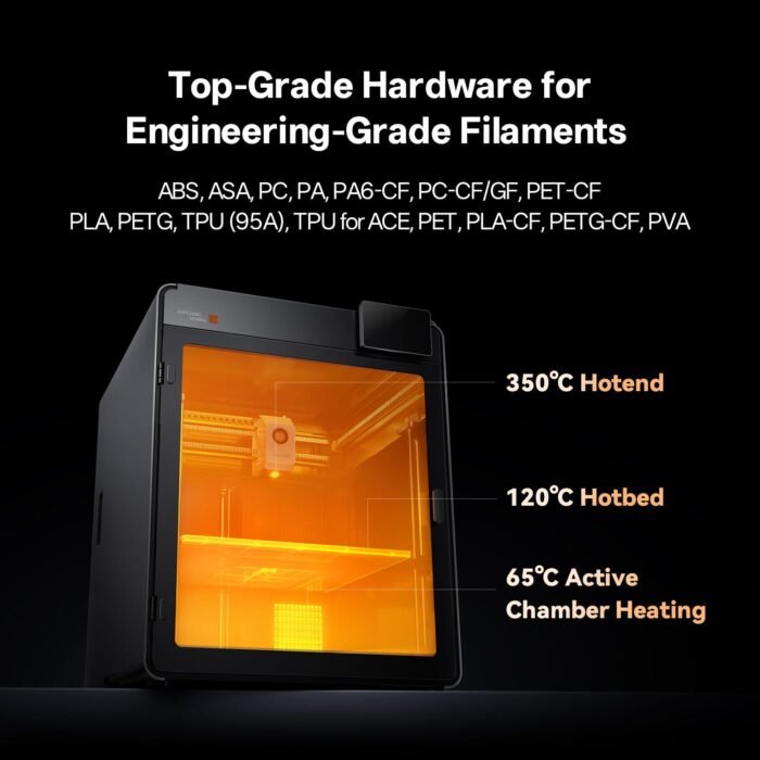Anycubic Kobra S1 Max FDM 3D Printer with 350C hotend, 120C heated bed and 65C chamber for engineering filaments like ABS, ASA, PC and nylon