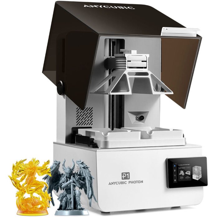 Anycubic Photon P1 resin 3D printer side view showing the 4.5 inch touchscreen