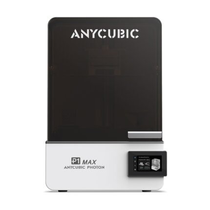 Anycubic Photon P1 Max large-format resin 3D printer front view with 4.5-inch touch screen and hinged UV-blocking cover