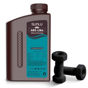 Sunlu ABS-Like Resin - Black 1KG - bottle front with black printed sample