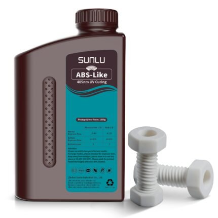 Sunlu ABS-Like Resin - Grey 1KG - bottle front with grey printed sample