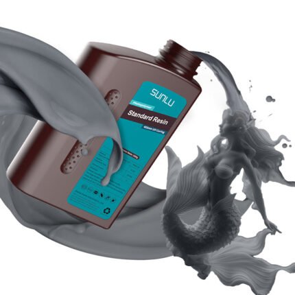 Sunlu Standard Resin - Dark Grey 1KG - dark grey resin splash with printed mermaid figure