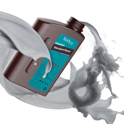 Sunlu Standard Resin - Grey 1KG - grey resin splash with printed mermaid figure